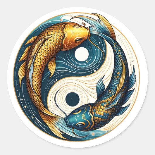 Japans Yin Yang symbool Koi Vis Ronde Sticker (Voorkant)