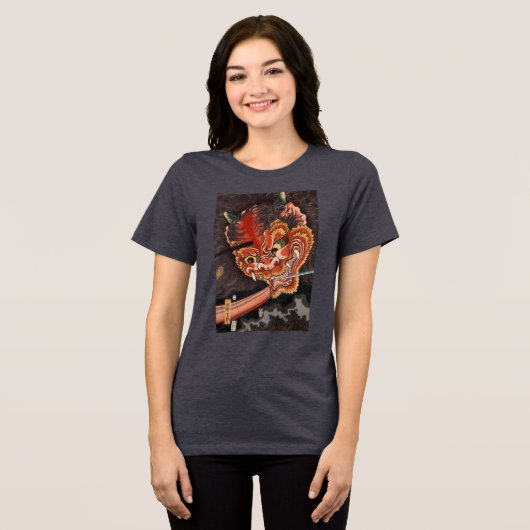  Japans Yokai Oni King Fine Art Tri-Blend Shirt (Voorkant volledig)