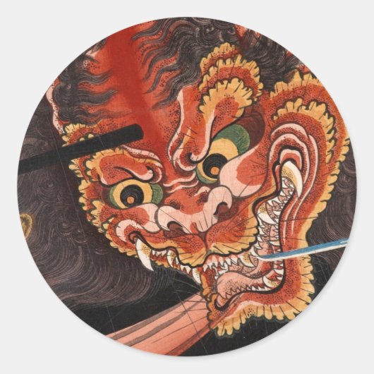 Japans Yokai Oni King Shutendoji Fine Art Ronde Sticker (Voorkant)