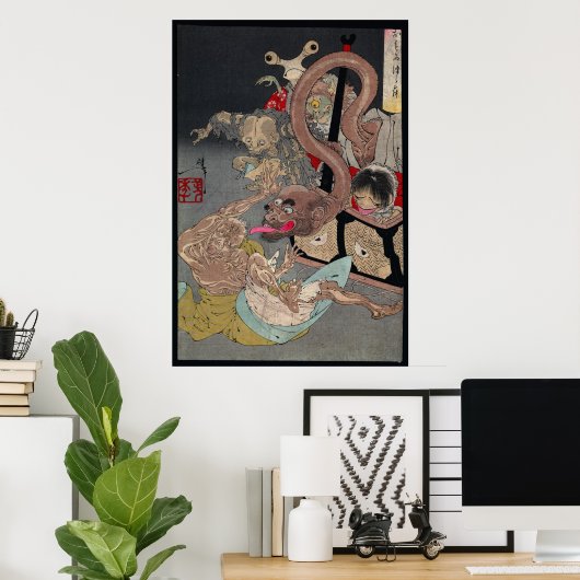 Japans Yokai Ukiyo-e Omoi Tsuzura door Yoshitoshi Poster (Thuiskantoor)