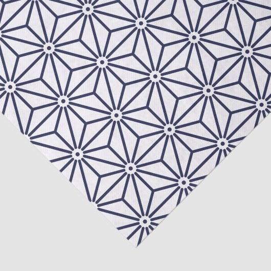 Japans Yukata Jinbei Asanoha Navy blauw Tissuepapier (Detail)