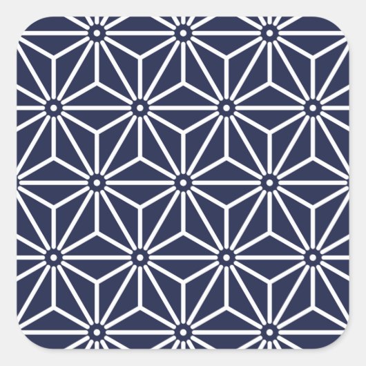 Japans Yukata Jinbei Asanoha Navy blauw Vierkante Sticker (Voorkant)