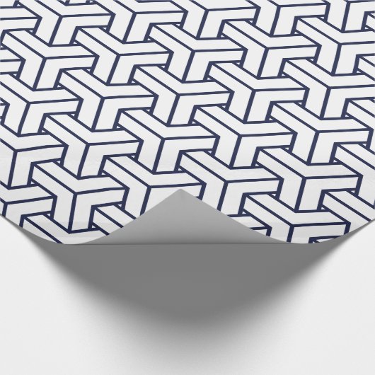 Japans Yukata Jinbei Bisjamon blauw wit Cadeaupapier (Hoek)