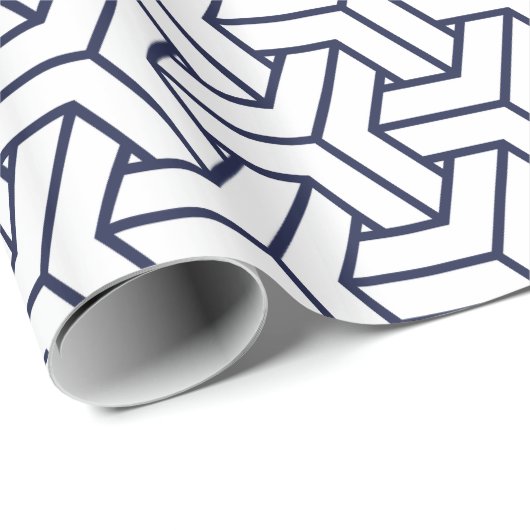 Japans Yukata Jinbei Bisjamon blauw wit Cadeaupapier (Rol Hoek)