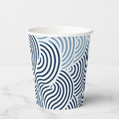 Japans zee blauw en wit ontwerp papieren bekers (Achterkant)