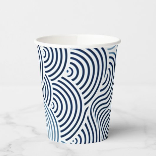 Japans zee blauw en wit ontwerp papieren bekers (Links)
