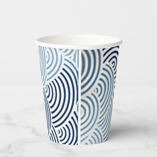 Japans zee blauw en wit ontwerp papieren bekers (Rechts)