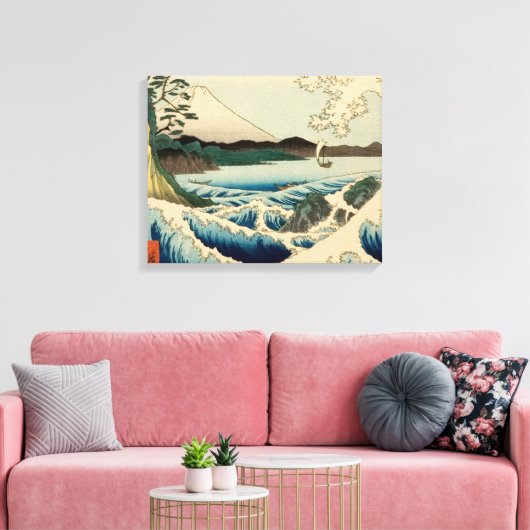 Japans Zee van Satta Hiroshige Art Canvas Afdruk (Insitu (Woonkamer))