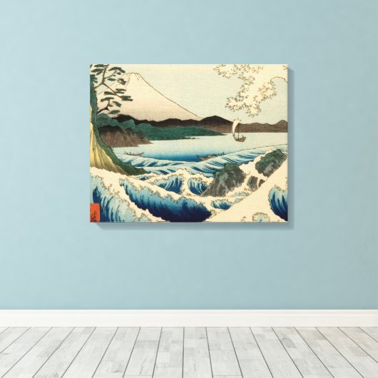 Japans Zee van Satta Hiroshige Art Canvas Afdruk (Insitu (Houten vloer))