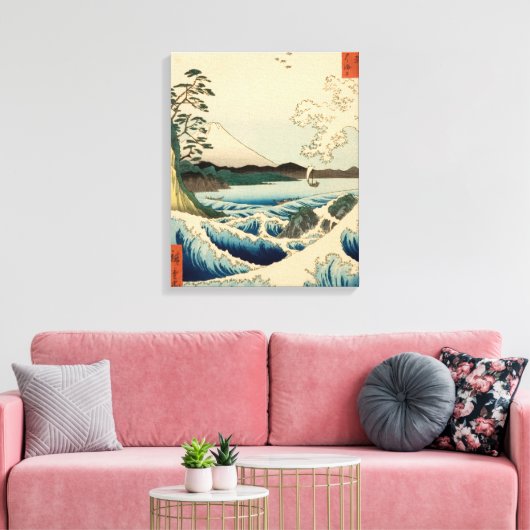 Japans Zee van Satta Hiroshige Art Canvas Afdruk (Insitu (Woonkamer))