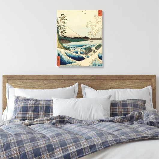 Japans Zee van Satta Hiroshige Art Canvas Afdruk (Insitu (Slaapkamer))