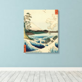 Japans Zee van Satta Hiroshige Art Canvas Afdruk (Insitu (Houten vloer))
