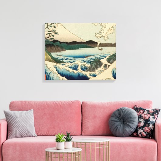 Japans Zee van Satta Hiroshige Art Canvas Afdruk (Insitu (Woonkamer))