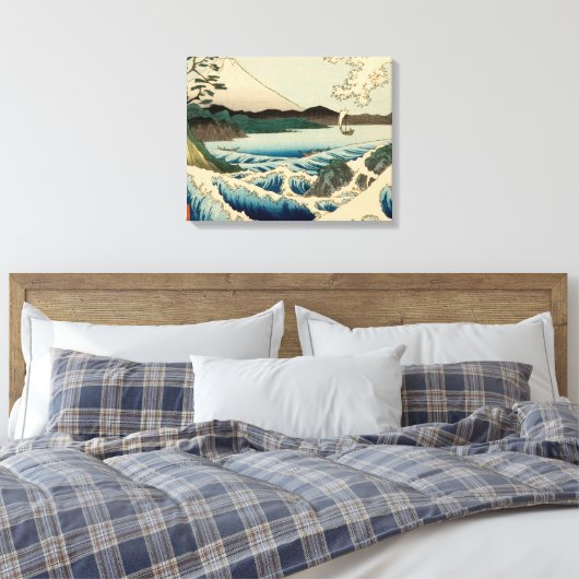 Japans Zee van Satta Hiroshige Art Canvas Afdruk (Insitu (Slaapkamer))