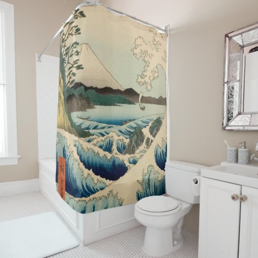 Japans Zee van Satta Hiroshige Art Douchegordijn (In situ)