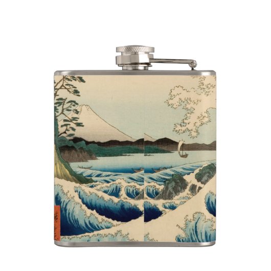 Japans Zee van Satta Hiroshige Art Heupfles (Achterkant)