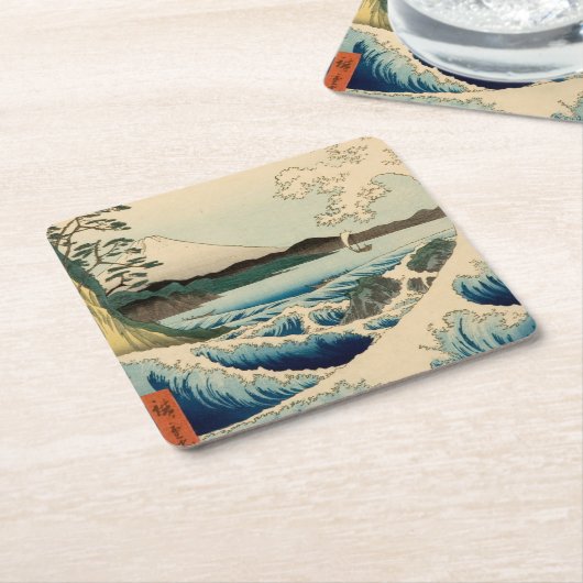Japans Zee van Satta Hiroshige Art Kartonnen Onderzetters (Schuin)