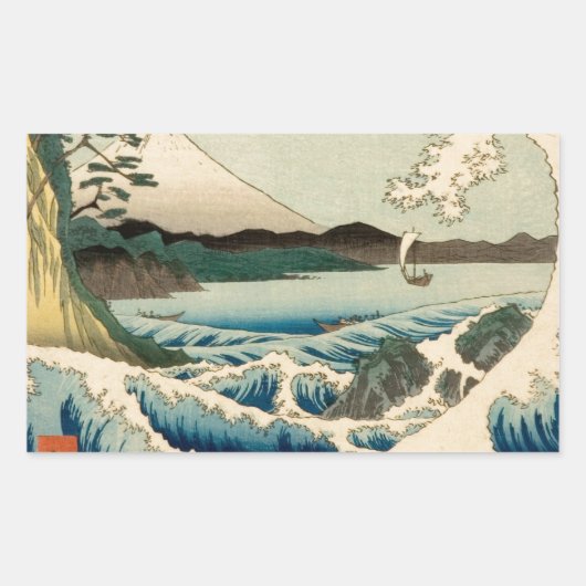 Japans Zee van Satta Hiroshige Art Rechthoekige Sticker (Voorkant)