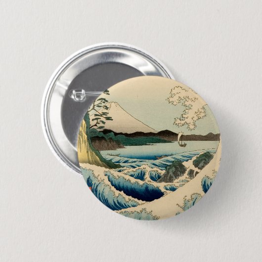 Japans Zee van Satta Hiroshige Art Ronde Button 5,7 Cm (Voorkant /achterkant)