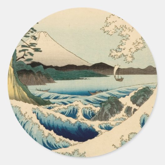 Japans Zee van Satta Hiroshige Art Ronde Sticker (Voorkant)