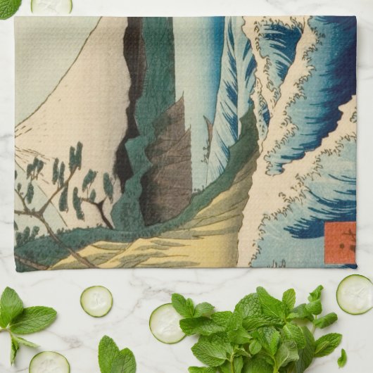 Japans Zee van Satta Hiroshige Art Theedoek (Gevouwen)