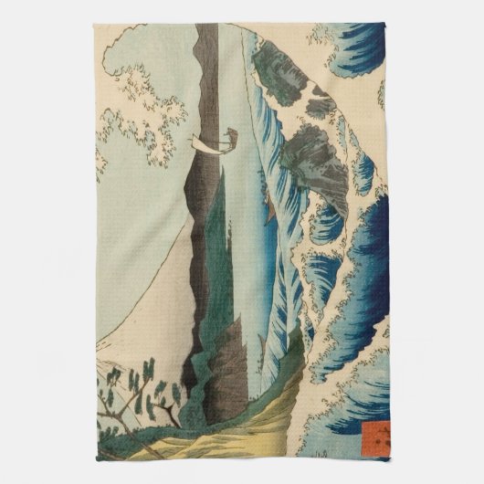 Japans Zee van Satta Hiroshige Art Theedoek (Verticaal)