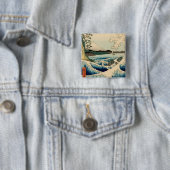 Japans Zee van Satta Hiroshige Art Vierkante Button 5,1 Cm (In situ)