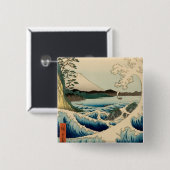 Japans Zee van Satta Hiroshige Art Vierkante Button 5,1 Cm (Voorkant /achterkant)