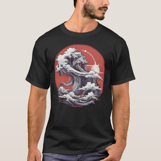 Japans Zee Waves Illustration T-Shirt (Voorkant)
