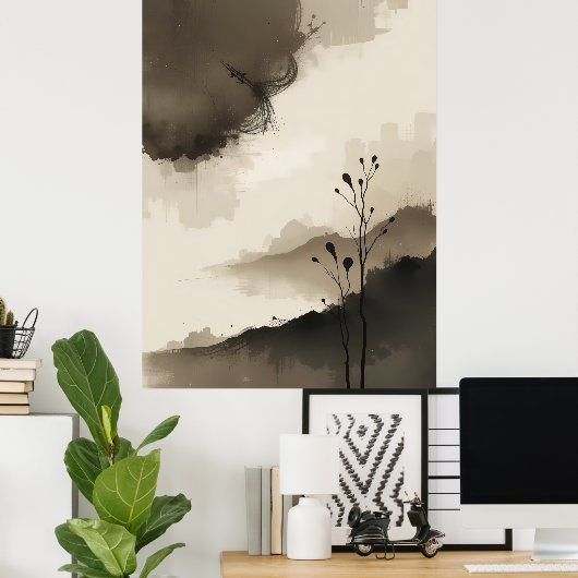 Japans zen minimalistisch Poster kalm modern (Thuiskantoor)