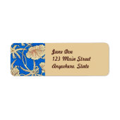 Japans zijdeweefsel - blauw en beige etiket (Voorkant)