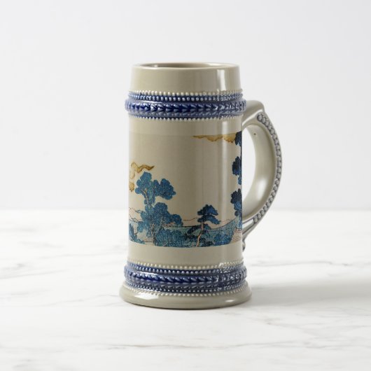 Japans zonnegerlandschap, Kuniyoshi, Ukiyo-e Bierpul (Voorkant rechts)