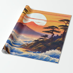 Japans zonsopgang zonsondergang landschap cadeaupapier