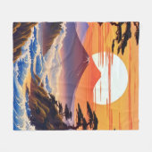 Japans zonsopgang zonsondergang landschap fleece deken (Voorkant (Horizontaal))