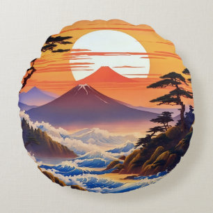 Japans zonsopgang zonsondergang landschap rond kussen