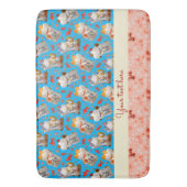 Japans Zwaaien Lucky Cat met Koi in Blauw Badmat (Voorkant Verticaal)