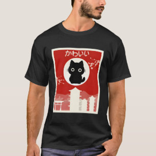 Japans Zwart Anime Kat Shirt Kawaii Kat Woodbloc