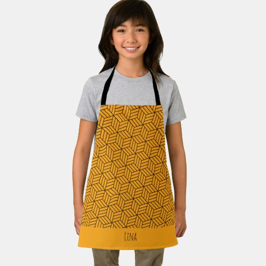 Japans zwart geel minimal patroon schort (Insitu)