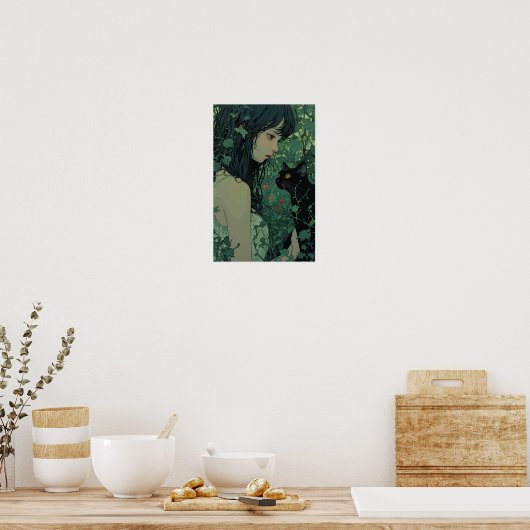 Japans Zwart Kat - Miyazaki Hayao Style Poster (Keuken)