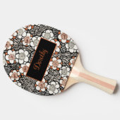 Japans zwart-rood bloempatroon tafeltennisbatje (Zijkant)