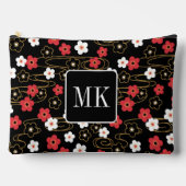 Japans Zwart Sakura Blossom Monogram Initialen Etui (Voorkant)