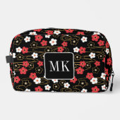 Japans Zwart Sakura Blossom Monogram Initialen Toilettasje (Voorkant)