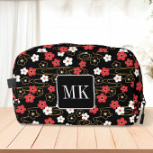 Japans Zwart Sakura Blossom Monogram Initialen Toilettasje