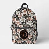 Japans zwart-wit flessenpatroon op maat bedrukte rugzak (Voorkant)