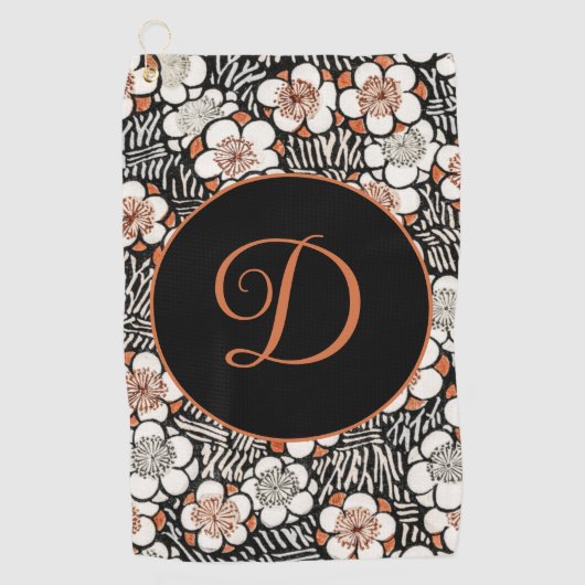 Japans zwart-wit flessenpatroon op maat golfhanddoek (Voorkant)