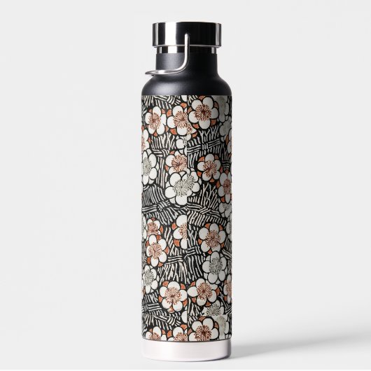 Japans zwart-wit flessenpatroon op maat waterfles (Rechts)