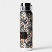 Japans zwart-wit flessenpatroon op maat waterfles (Achterkant)