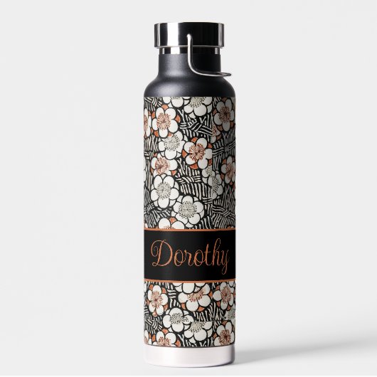 Japans zwart-wit flessenpatroon op maat waterfles (Links)