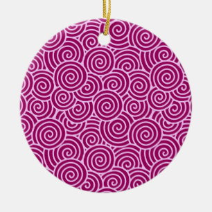Japans zwenkpatroon - Bourgogne en bleek roze Keramisch Ornament