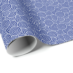 Japans zwenkpatroon - marineblauw en wit cadeaupapier